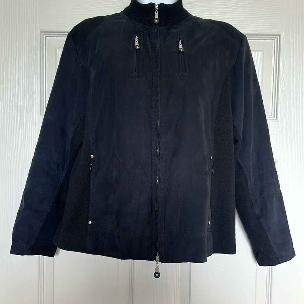Jamie Sadock Women’s Silk Blend Black Jacket Full Zip Lined Size M
